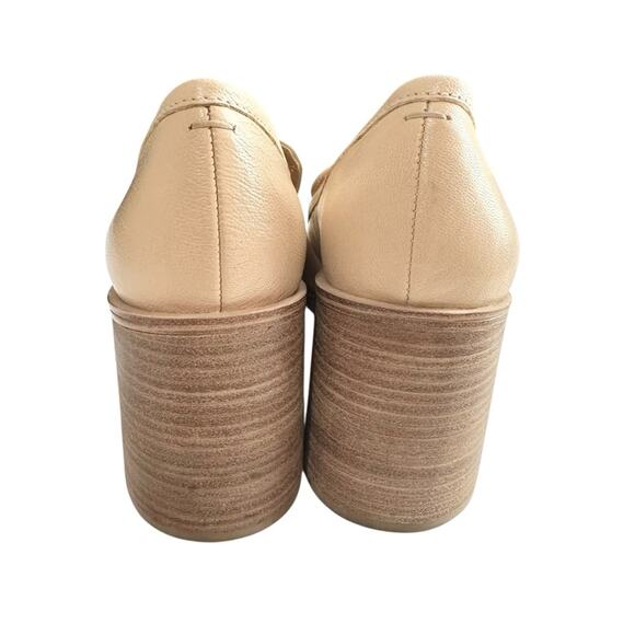 Crown Vintage Caitlun Pump Leather Cream Block Heel Loafers Size 10 Preppy - Picture 7 of 15